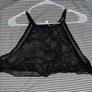 Black Fishnet Cropped Tank
